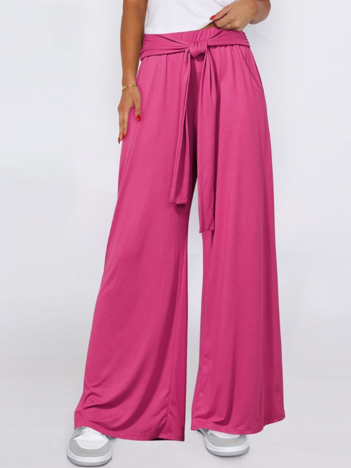 Tied Wide Leg Pants with Pockets