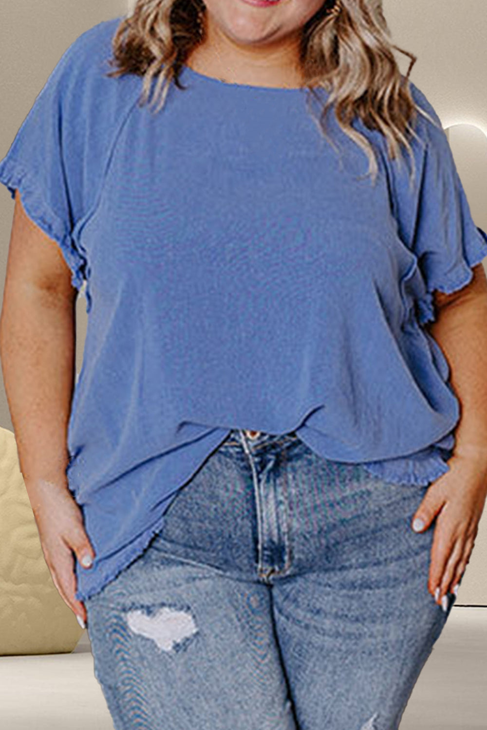 Plus Size Round Neck Half Sleeve Top - RebelReine Apparel & Co.