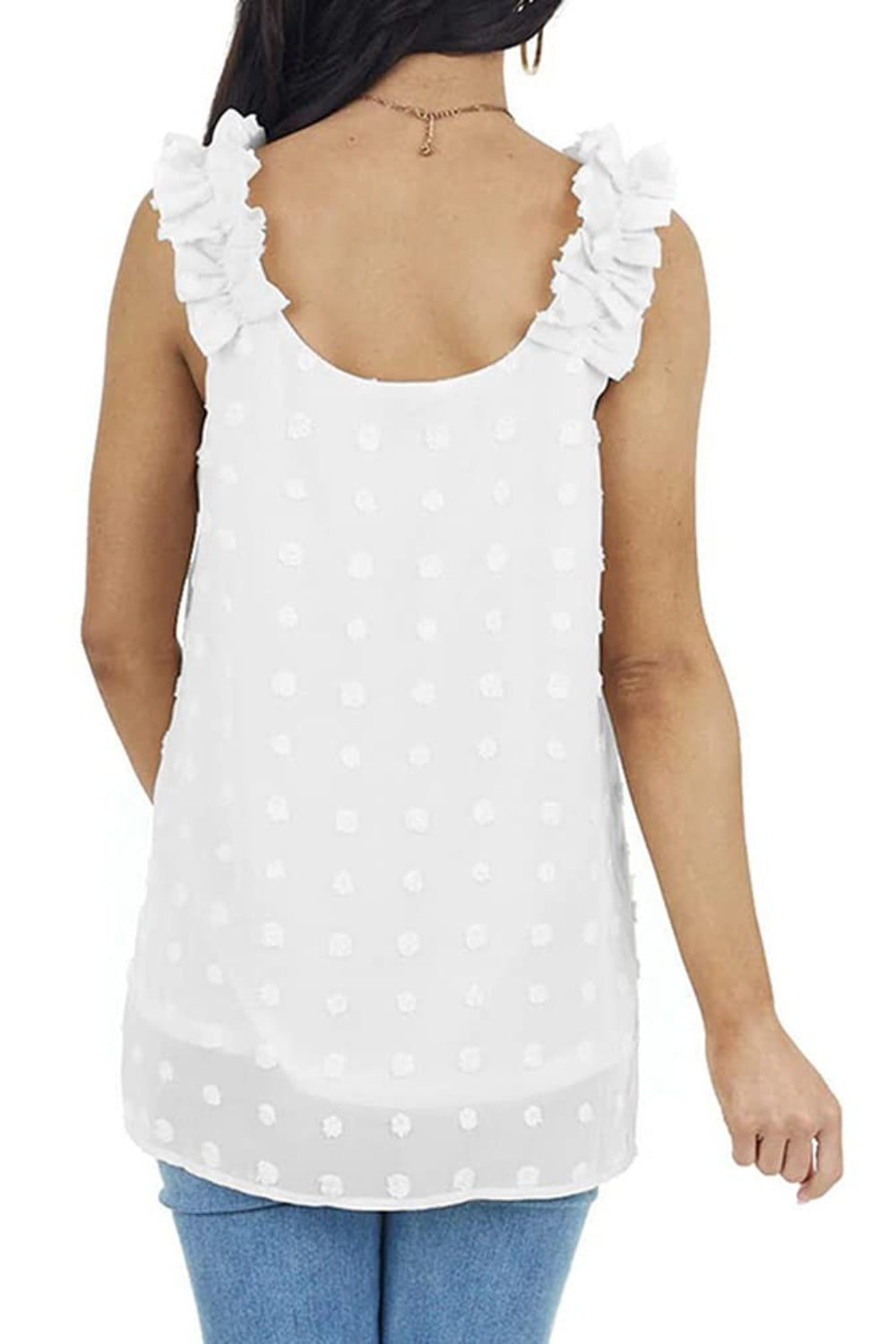 Full Size Swiss Dot V-Neck Tank - RebelReine Apparel & Co.