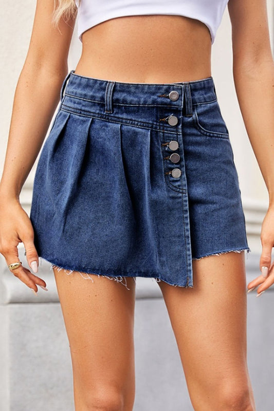 Raw Hem Denim skort - RebelReine Apparel & Co.