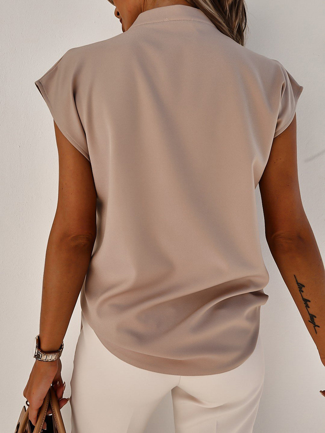 V-Neck Cap Sleeve Blouse - RebelReine Apparel & Co.