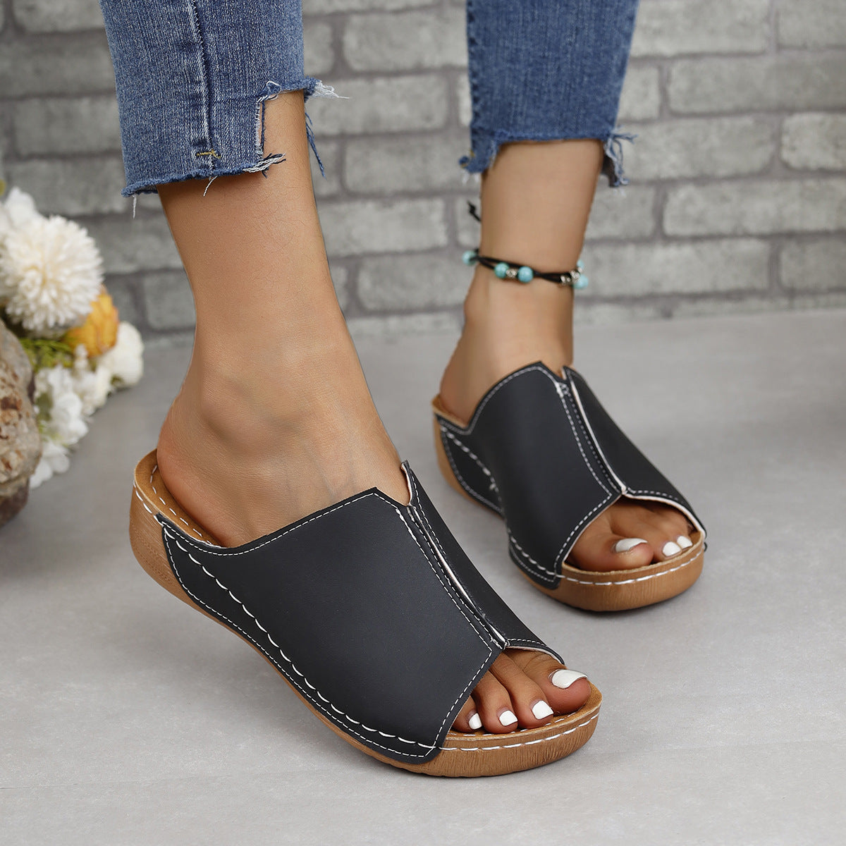 PU Leather Open Toe Sandals - RebelReine Apparel & Co.