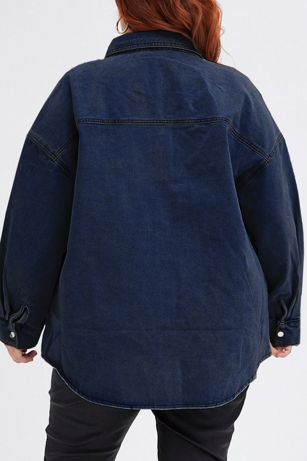 Plus Size Snap Down Pocketed Denim Jacket - RebelReine Apparel & Co.