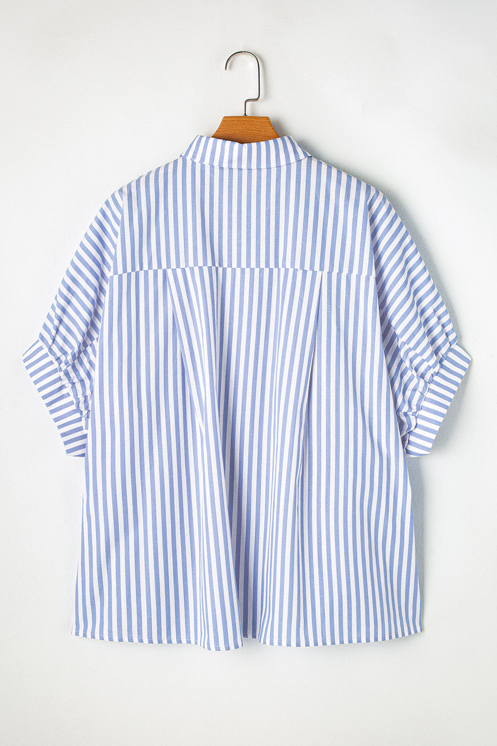 Sky Blue Stripe Dolman Sleeve Oversize Shirt RebelReine Apparel & Co.