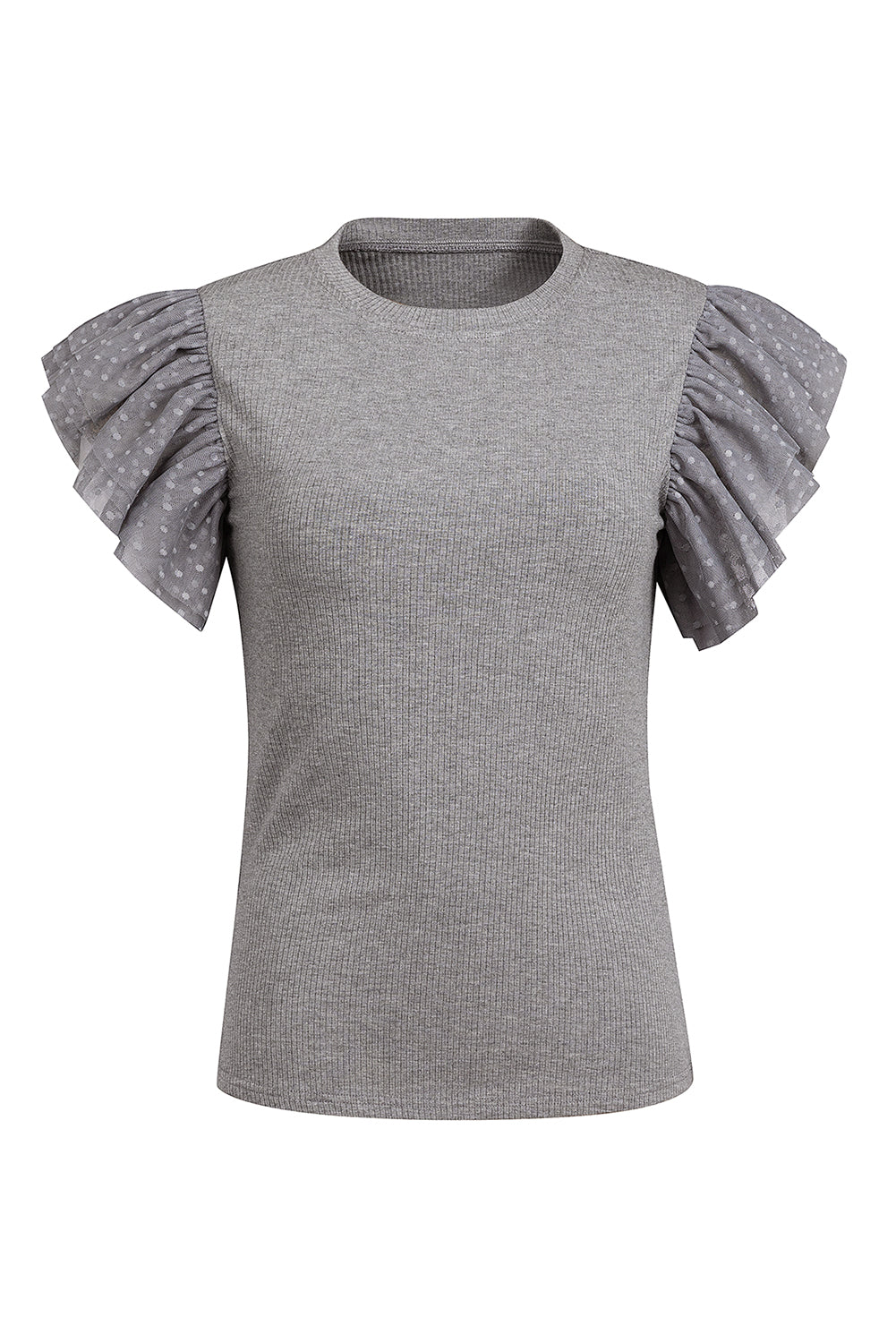 Ruffled Round Neck Cap Sleeve Top - RebelReine Apparel & Co.