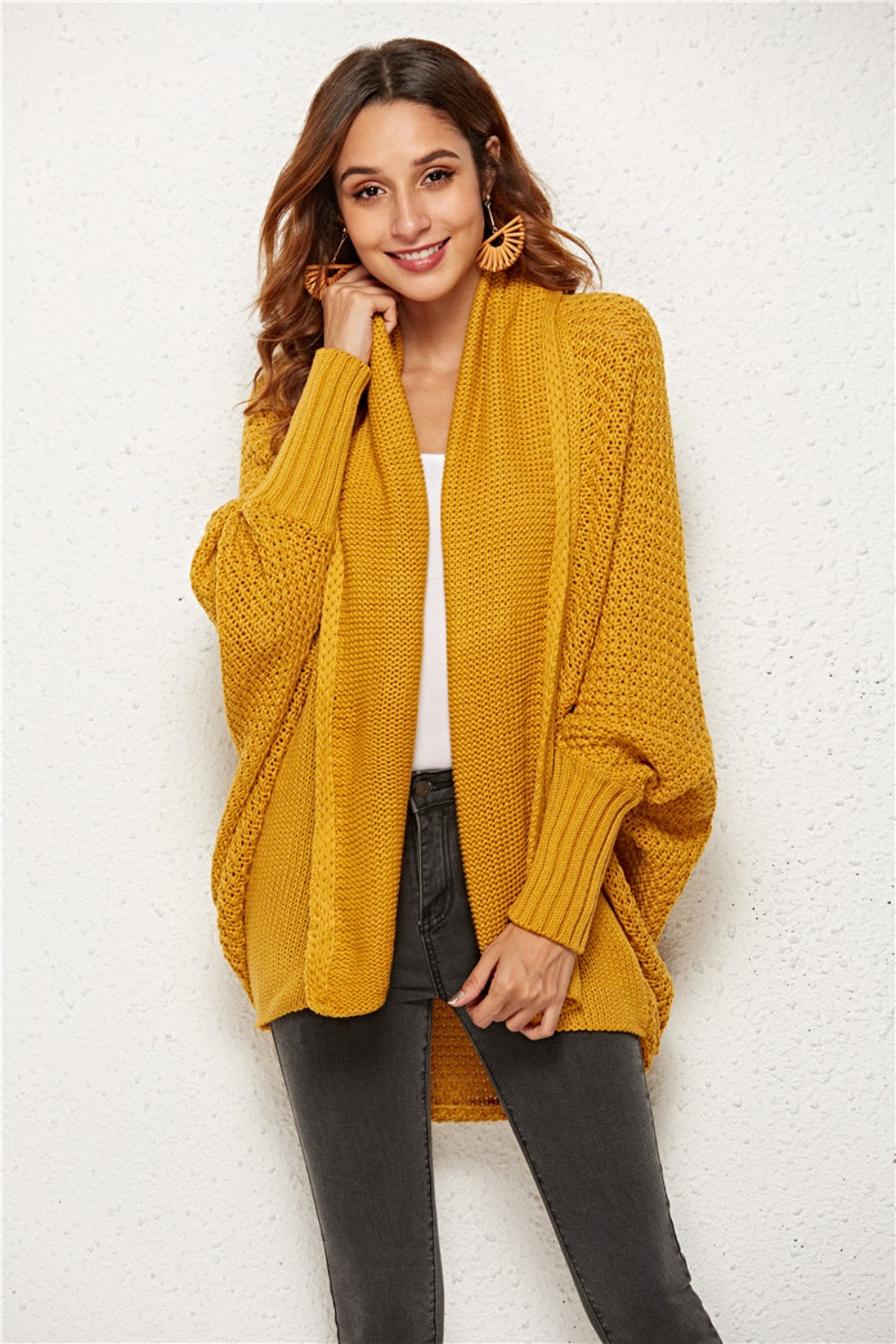 Open Front Batwing Sleeve Cardigan