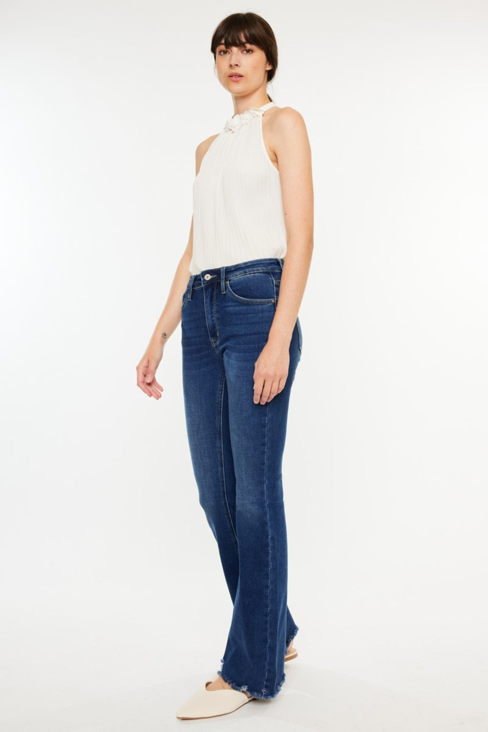 Kancan Cat's Whiskers Raw Hem Flare Jeans - RebelReine Apparel & Co.