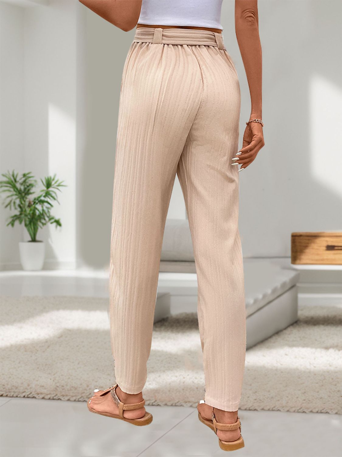 Tied High Waist Pants - RebelReine Apparel & Co.