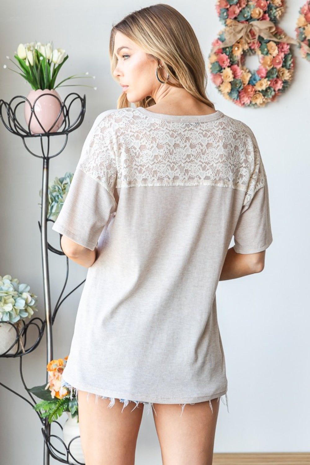 Heimish Full Size Lace Front Pocket Drop Shoulder Top - RebelReine Apparel & Co.