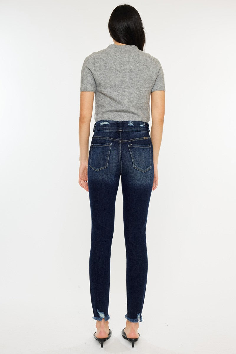 Kancan Full Size Cat's Whiskers Raw Hem High Waist Jeans - RebelReine Apparel & Co.