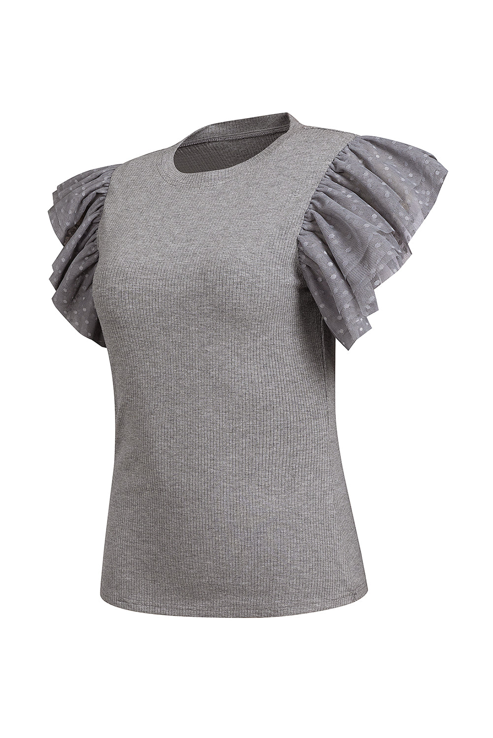 Ruffled Round Neck Cap Sleeve Top - RebelReine Apparel & Co.