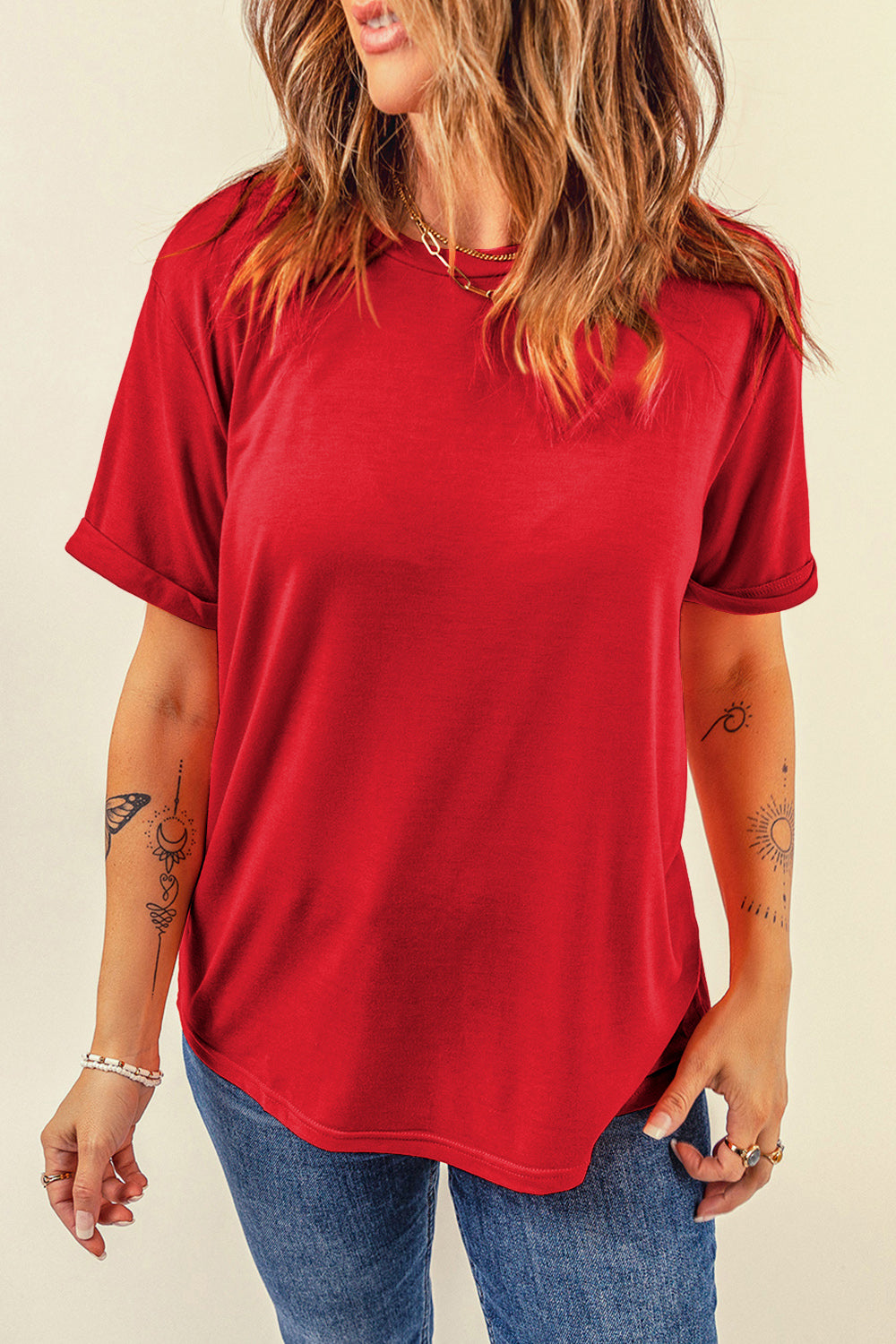 Round Neck Short Sleeve T-Shirt - RebelReine Apparel & Co.