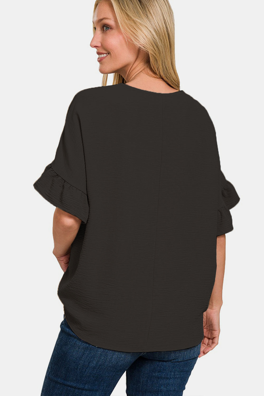 Zenana V-Neck Flutter Sleeve Top - RebelReine Apparel & Co.