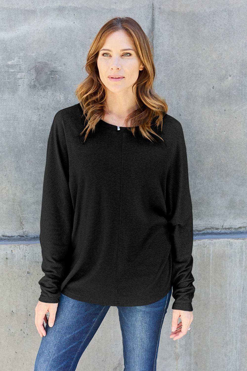 Double Take Full Size Round Neck Long Sleeve T-Shirt - RebelReine Apparel & Co.