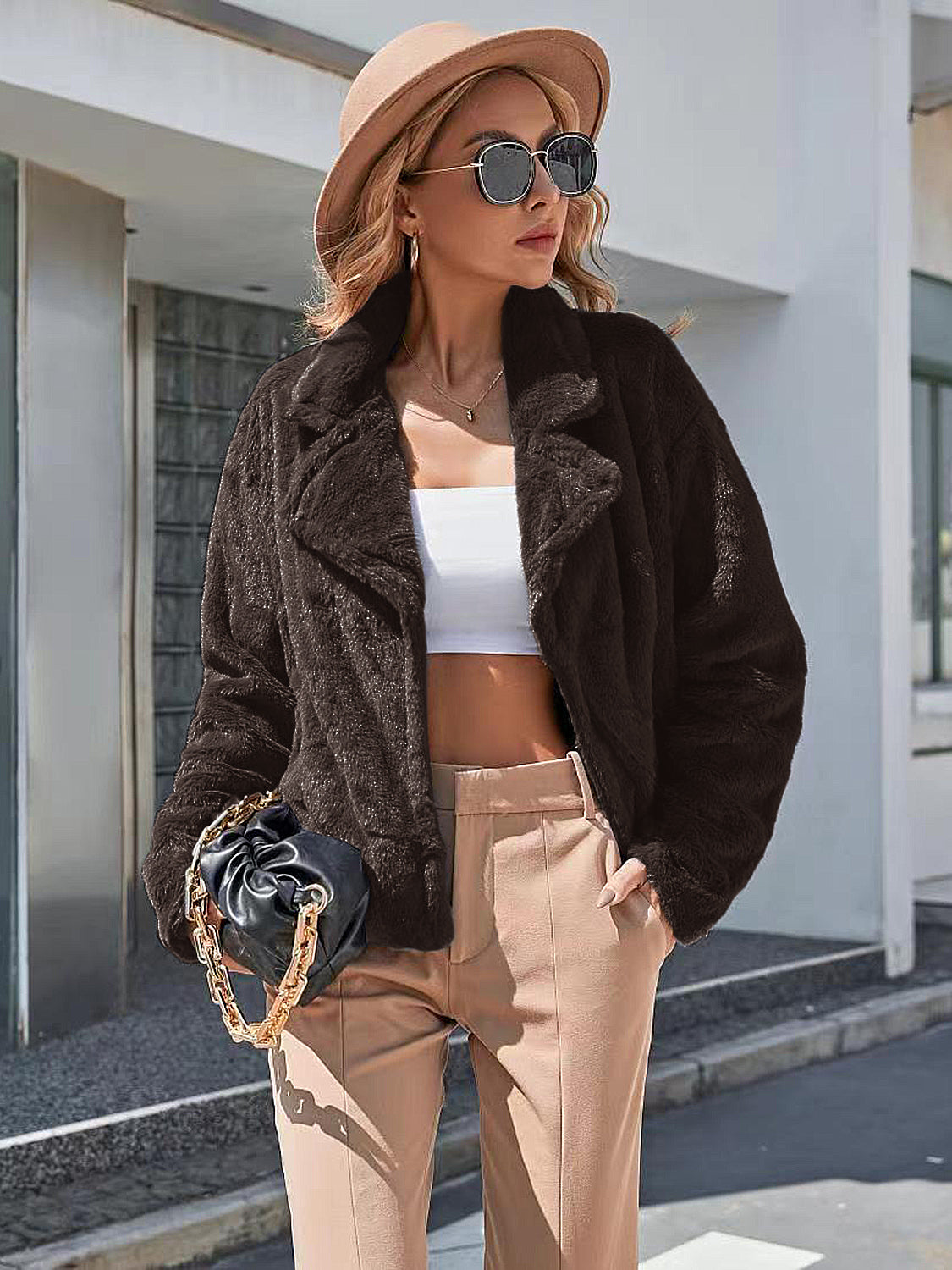 Plush Open Front Dropped Shoulder Jacket