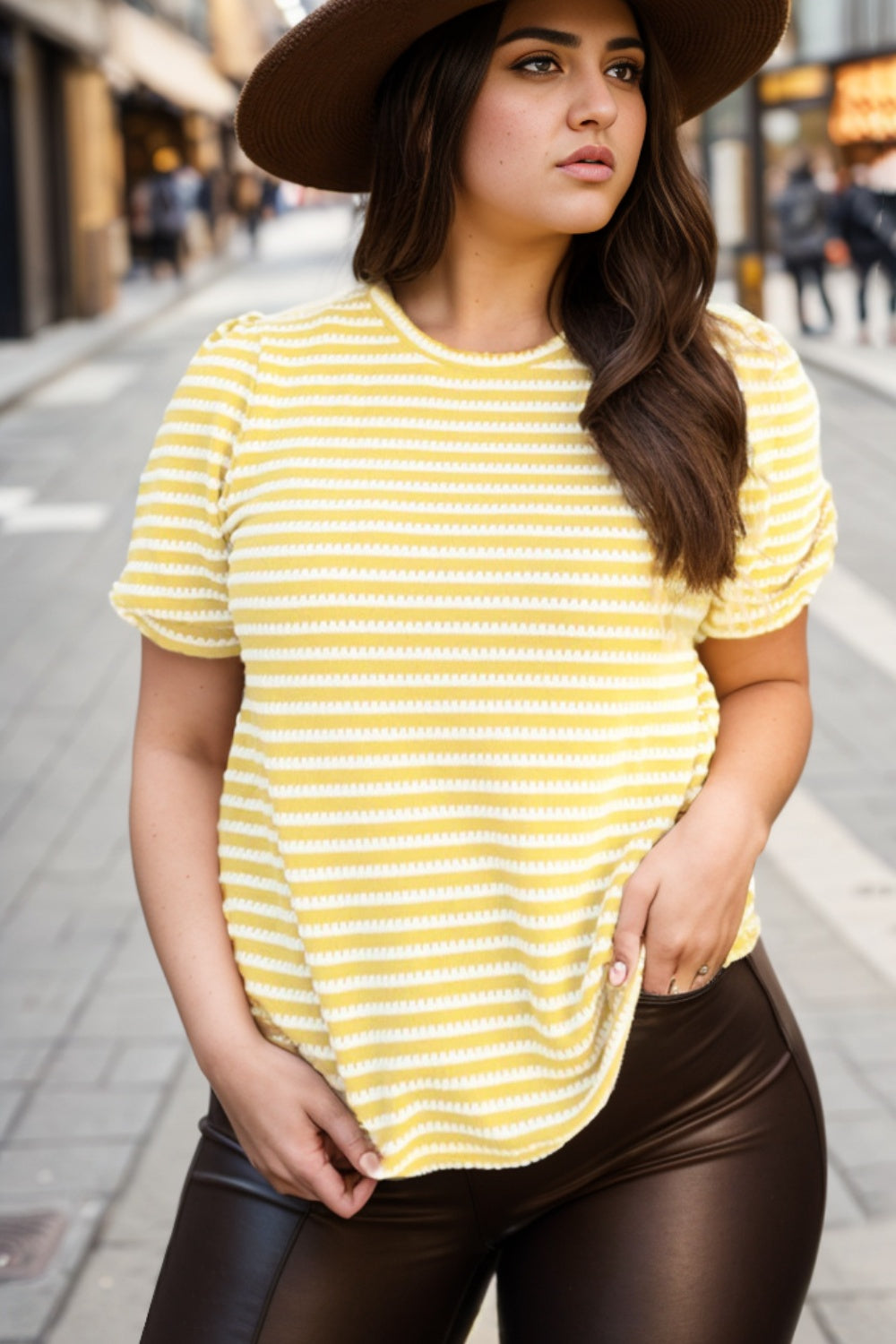 Plus Size Striped Round Neck T-Shirt - RebelReine Apparel & Co.