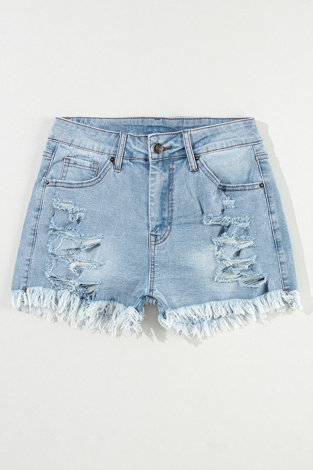 Distressed Raw Hem Denim Shorts - RebelReine Apparel & Co.