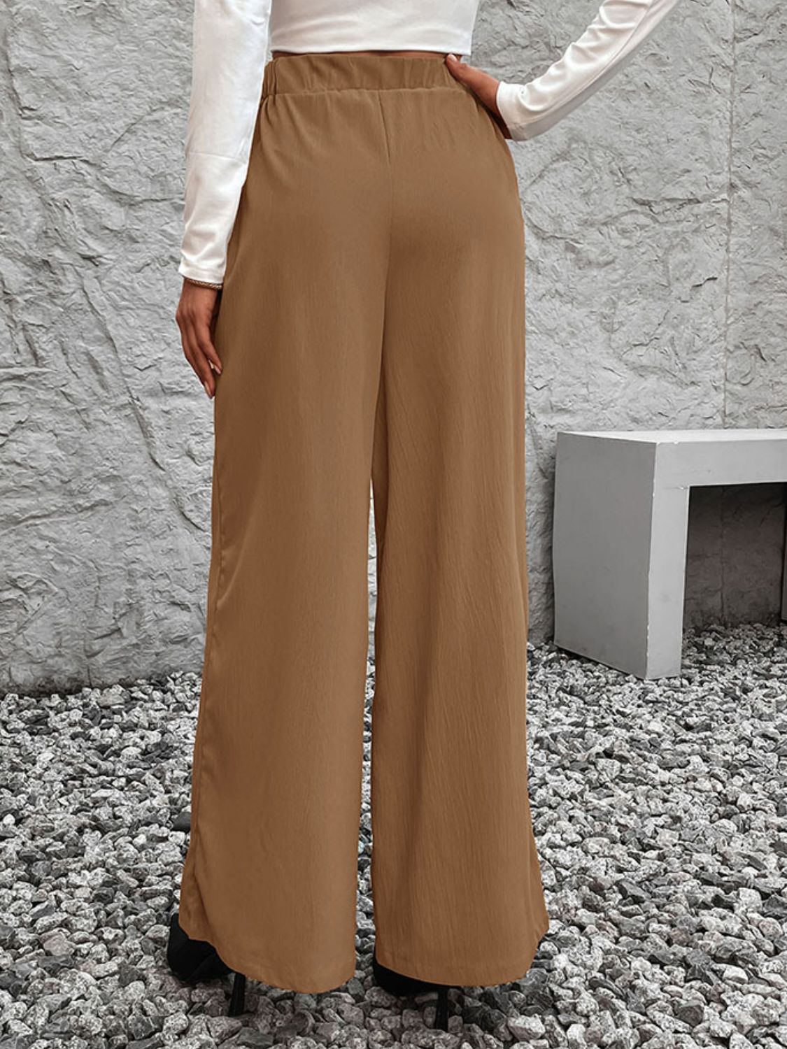 Tied High Waist Wide Leg Pants - RebelReine Apparel & Co.