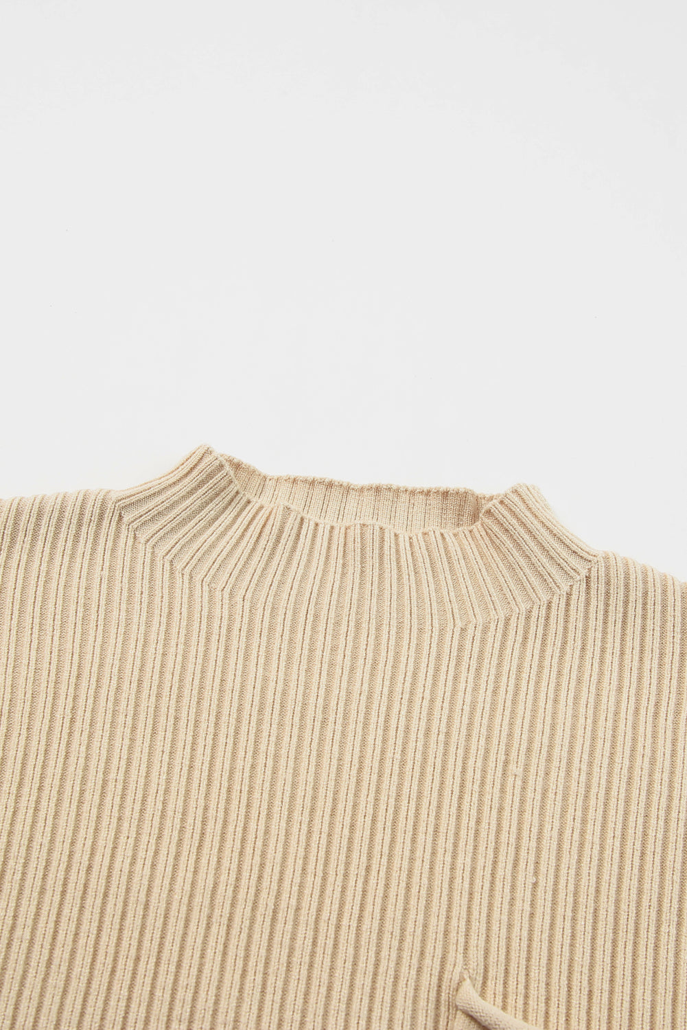 Oatmeal Patch Pocket Ribbed Knit Short Sleeve Sweater - RebelReine Apparel & Co.