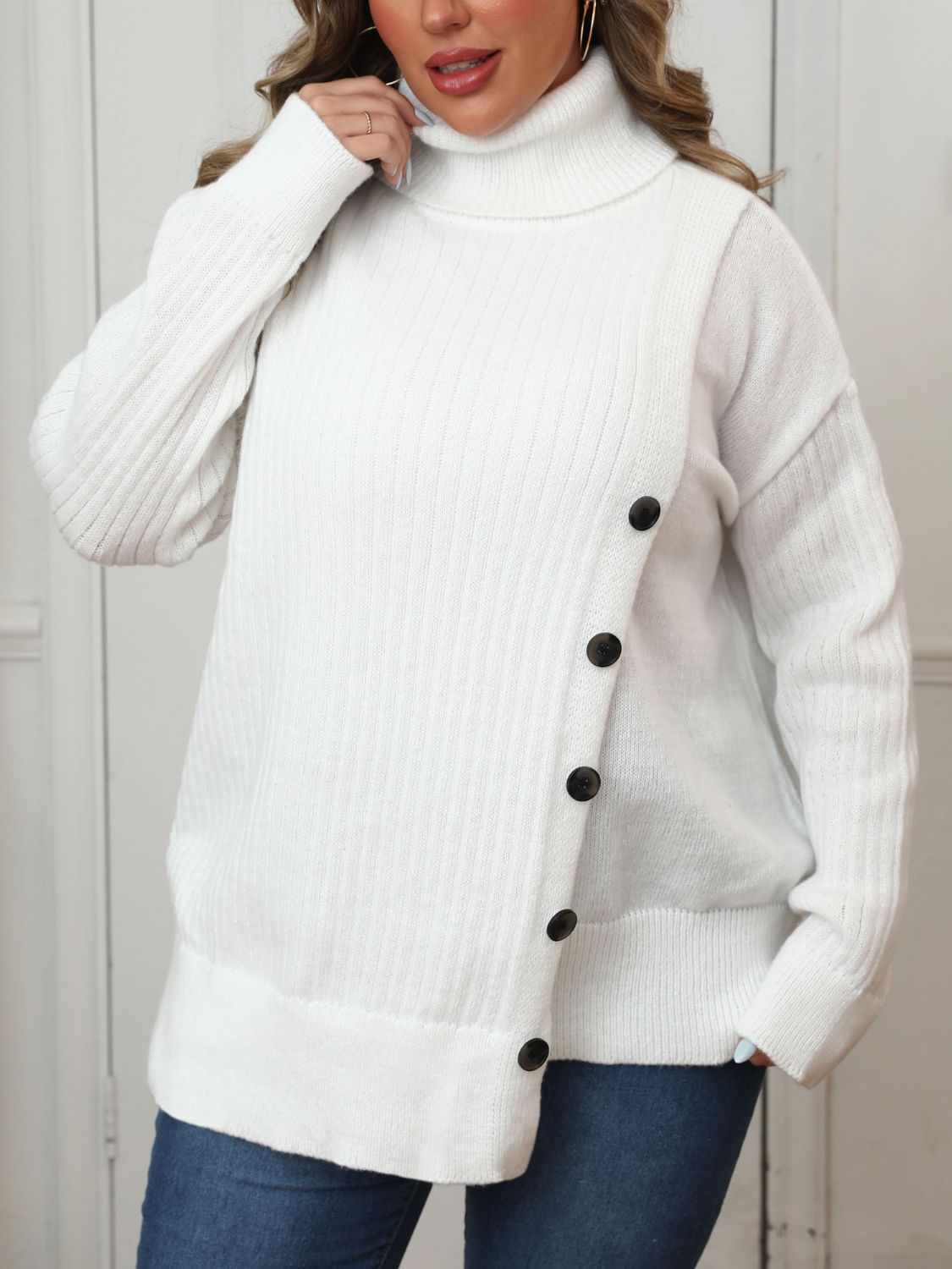 Plus Size Turtleneck Long Sleeve Sweater