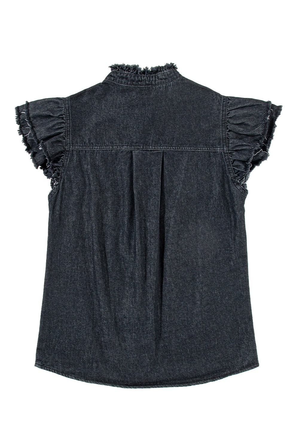 Raw Hem Button Up Cap Sleeve Denim Top - RebelReine Apparel & Co.