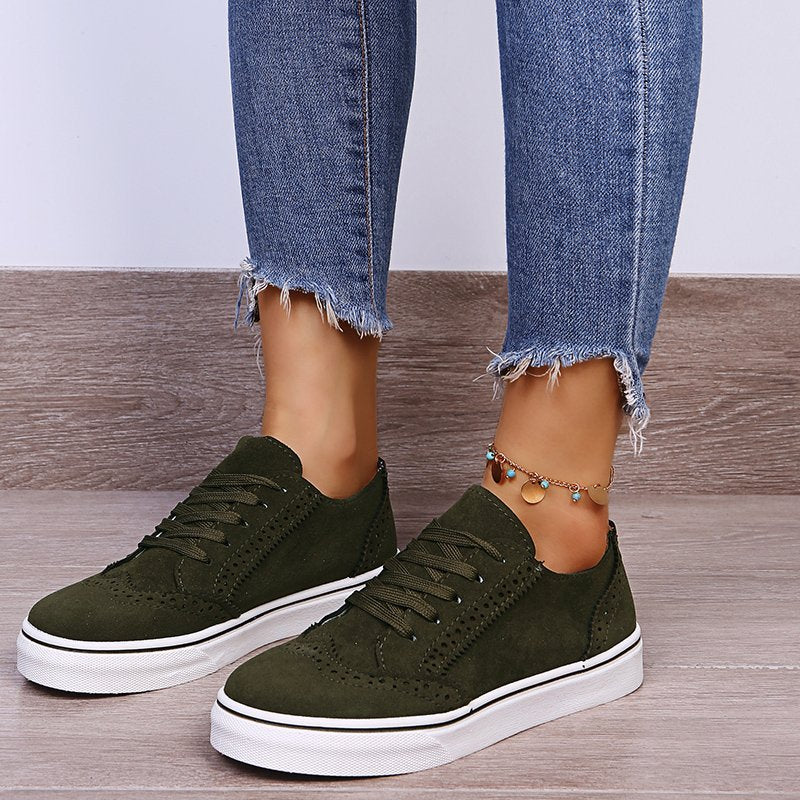 Lace-Up Suedette Flat Sneakers - RebelReine Apparel & Co.