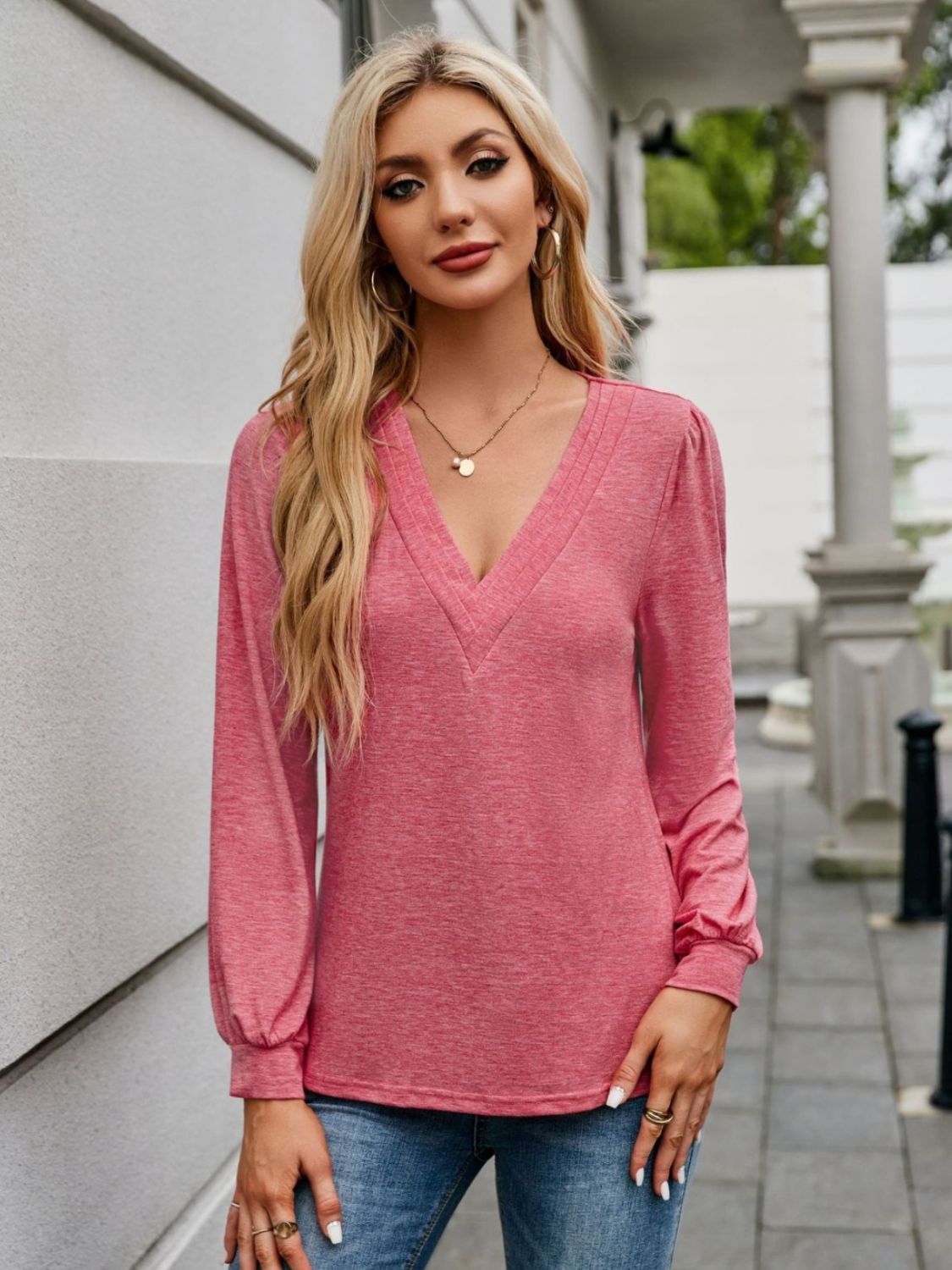 V-Neck Long Sleeve T-Shirt - RebelReine Apparel & Co.