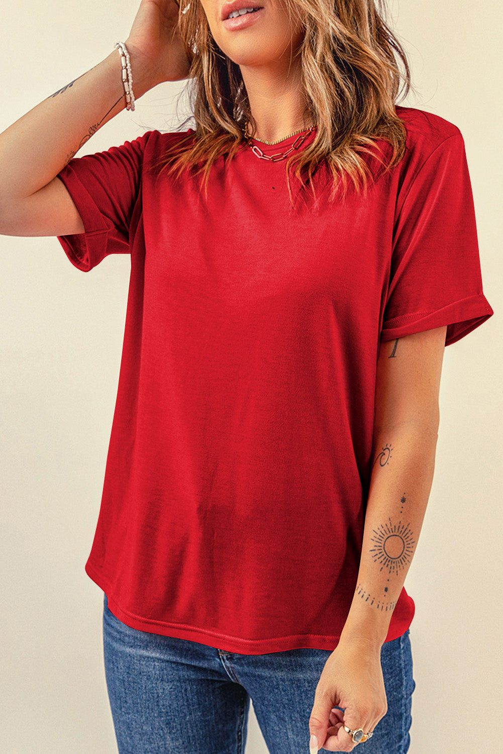 Round Neck Short Sleeve T-Shirt - RebelReine Apparel & Co.