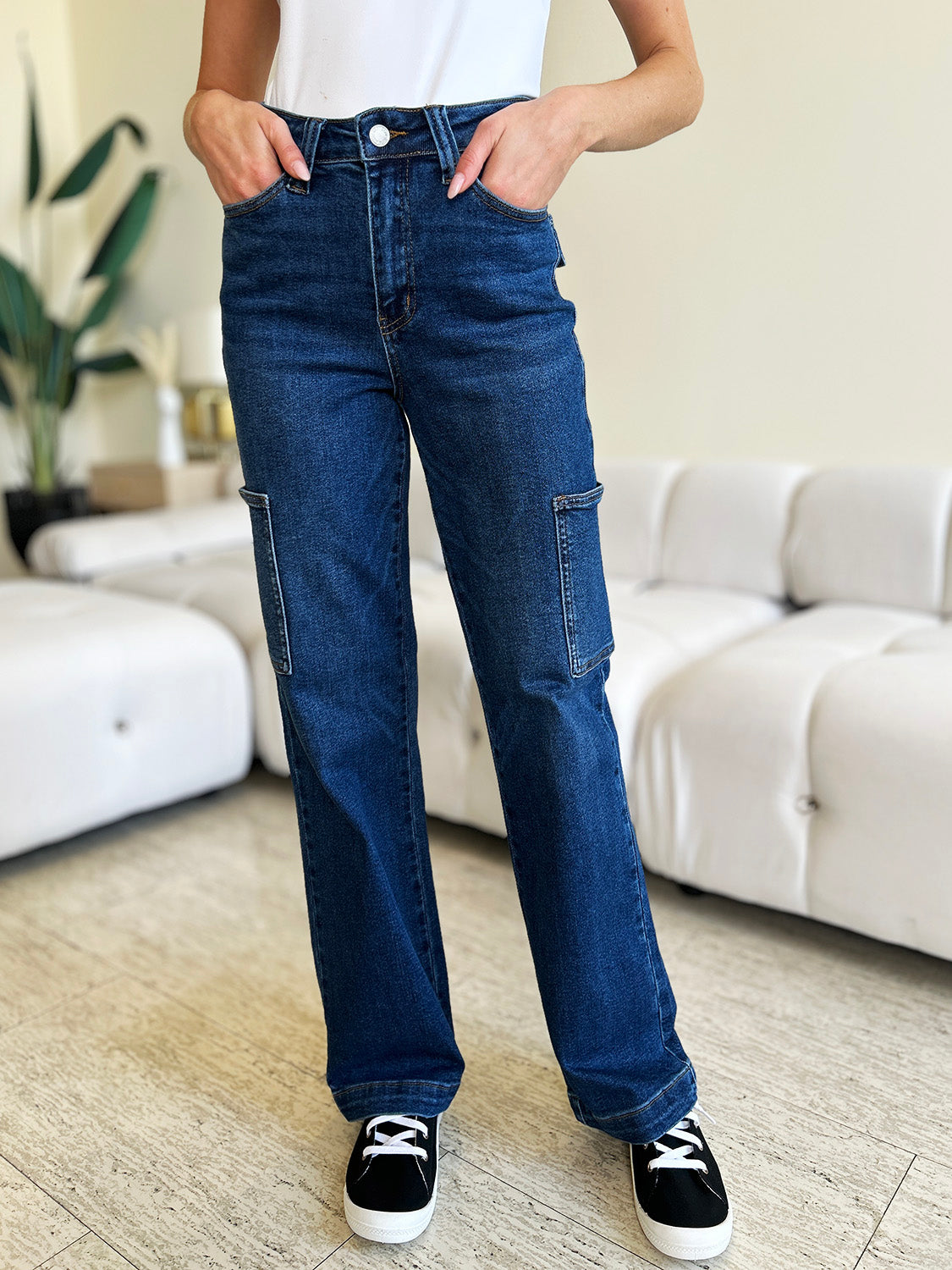 Judy Blue Full Size High Waist Straight Cargo Jeans - RebelReine Apparel & Co.