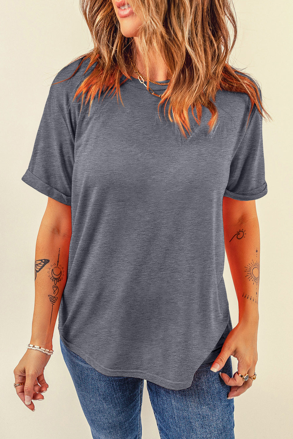 Round Neck Short Sleeve T-Shirt - RebelReine Apparel & Co.