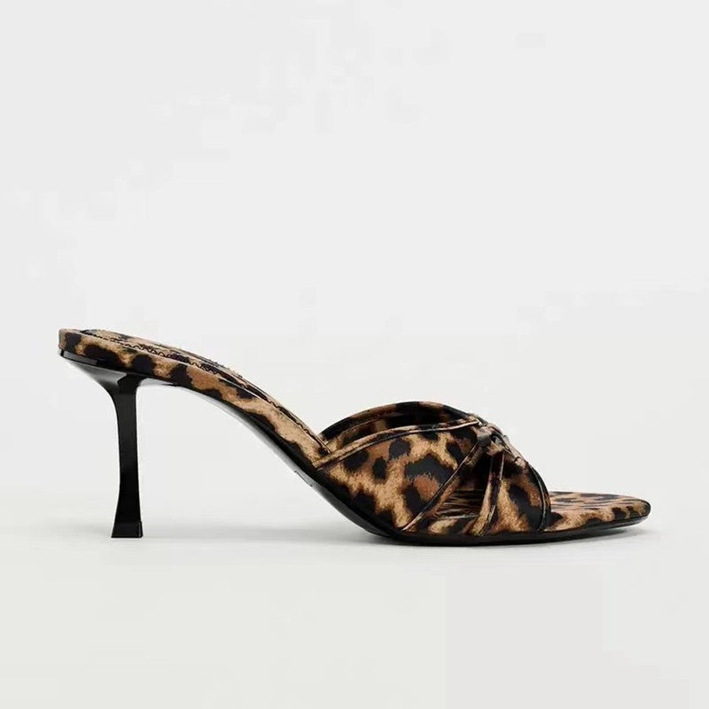 Bow Leopard Kitten Heel Sandals - RebelReine Apparel & Co.