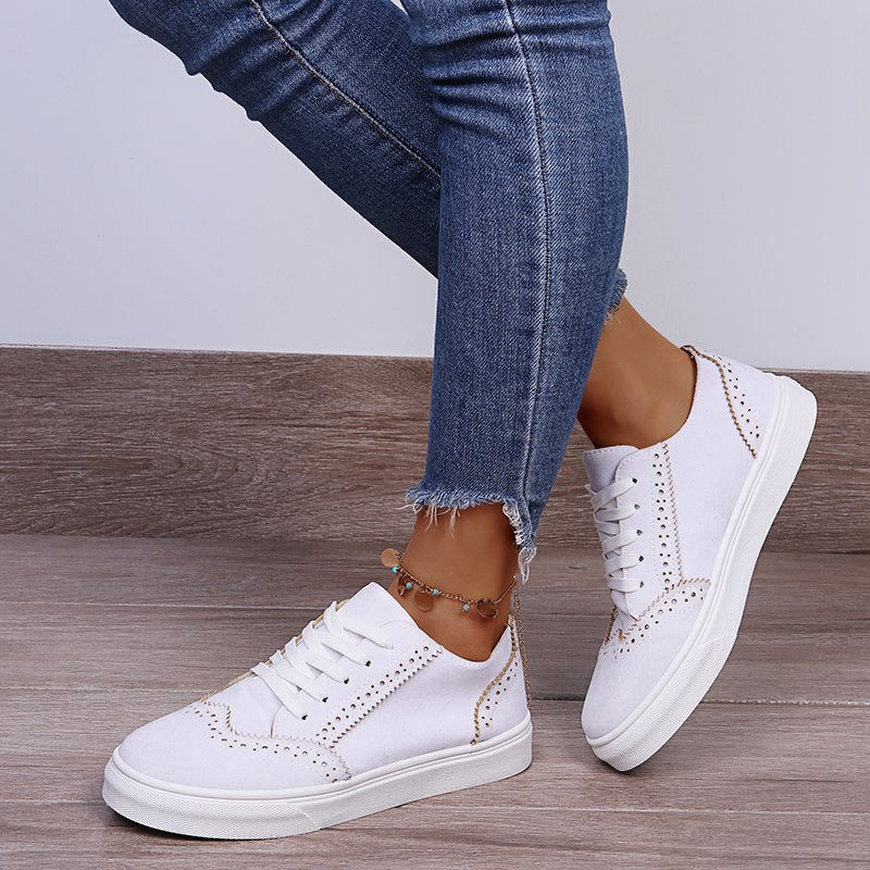 Lace-Up Suedette Flat Sneakers - RebelReine Apparel & Co.