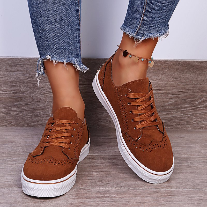 Lace-Up Suedette Flat Sneakers - RebelReine Apparel & Co.