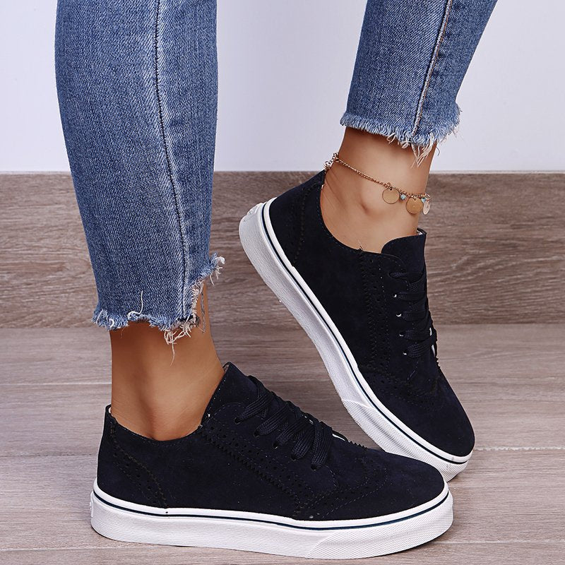 Lace-Up Suedette Flat Sneakers - RebelReine Apparel & Co.