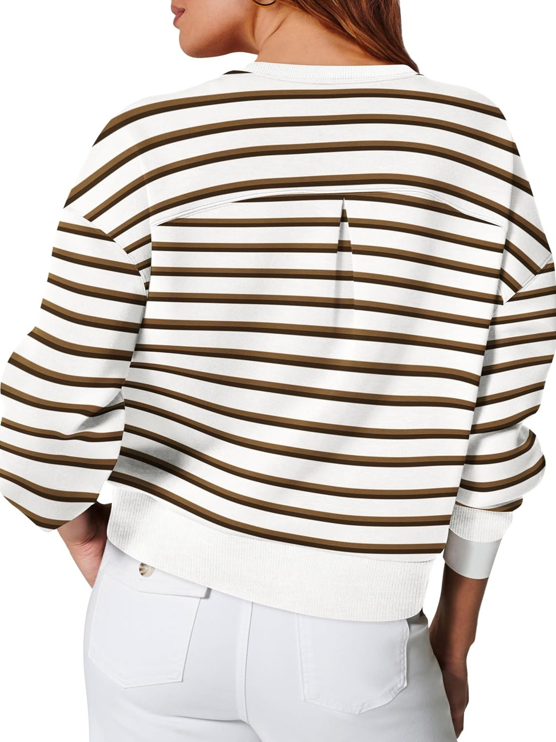 Lovelet Striped Round Neck Long Sleeve Sweatshirt