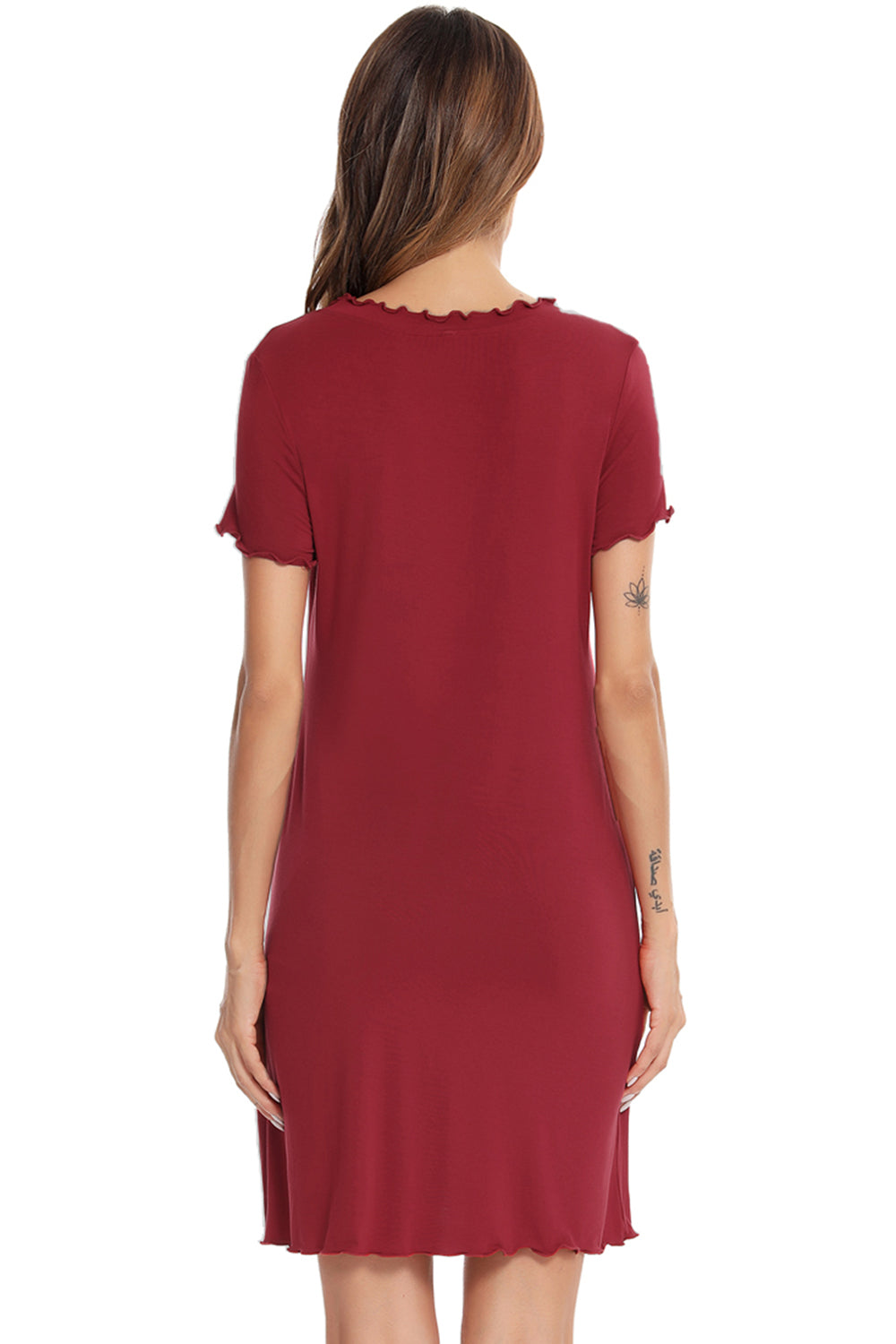 Round Neck Short Sleeve Lounge Dress - RebelReine Apparel & Co.