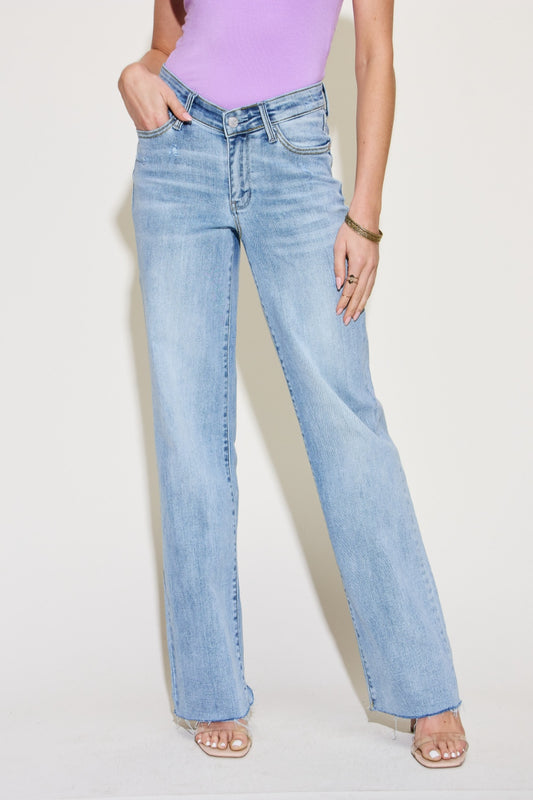 Judy Blue Full Size V Front Waistband Straight Jeans - RebelReine Apparel & Co.