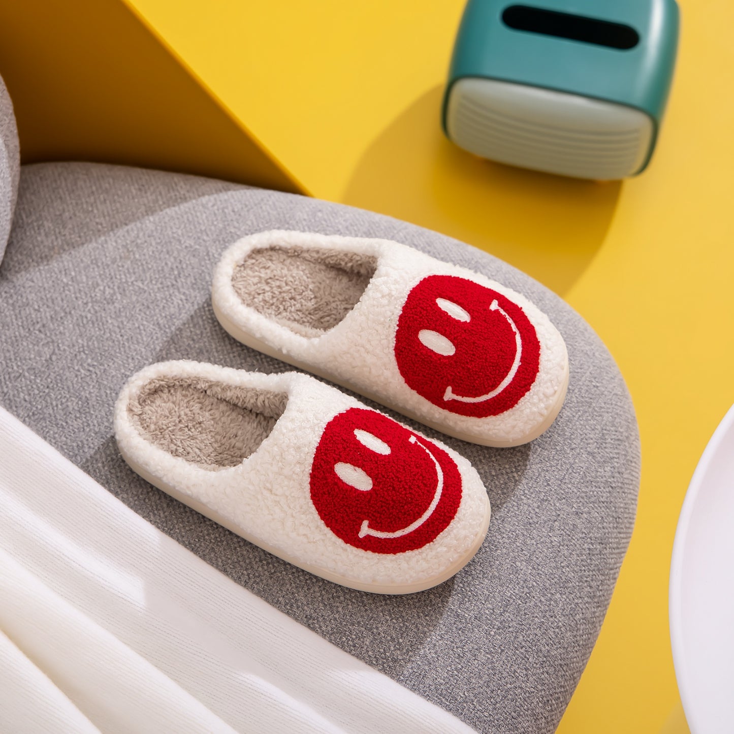 Melody Smiley Face Cozy Slippers - RebelReine Apparel & Co.