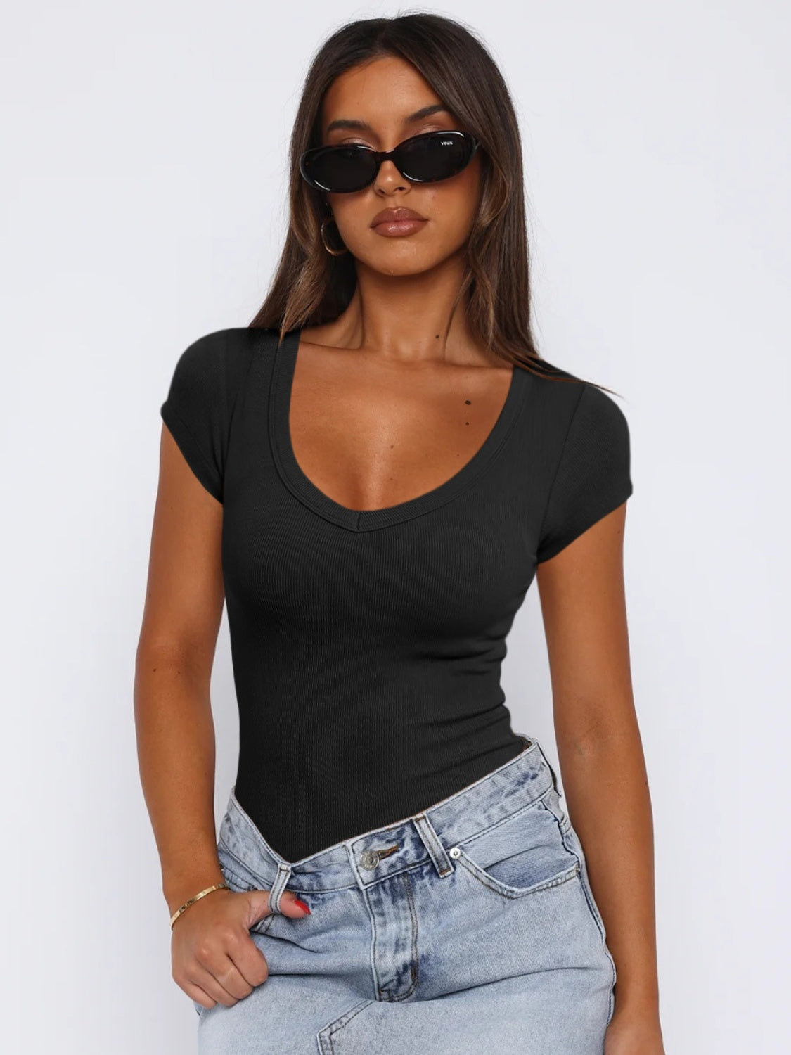 Scoop Neck Cap Sleeve T-Shirt - RebelReine Apparel & Co.