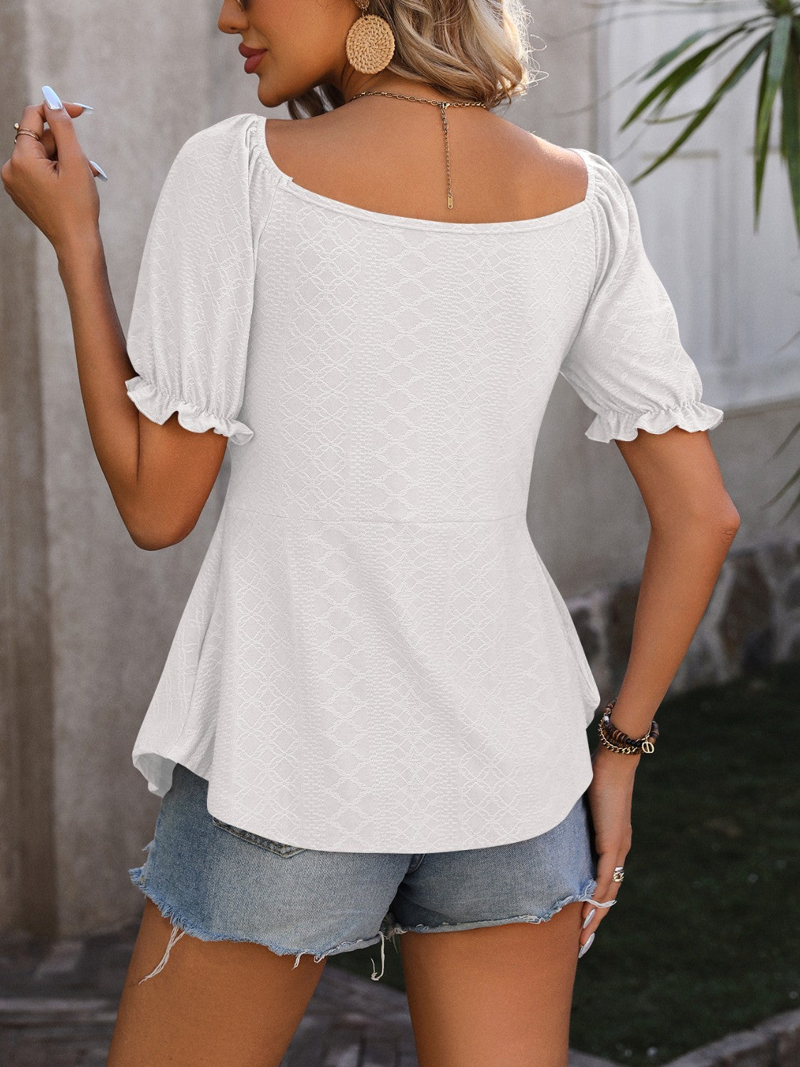 Ruched V-Neck Flounce Sleeve Blouse - RebelReine Apparel & Co.