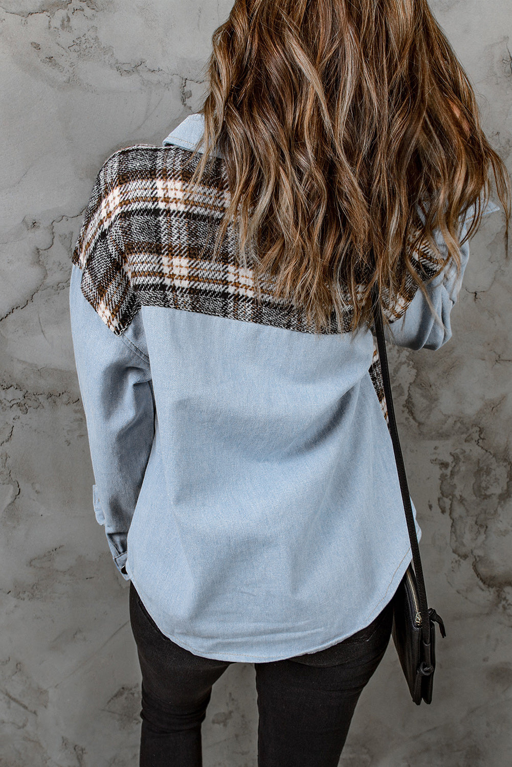 Plaid Pocketed Button Up Denim Jacket - RebelReine Apparel & Co.