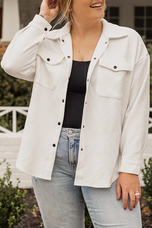 Plus Size Snap Down Dropped Shoulder Jacket - RebelReine Apparel & Co.