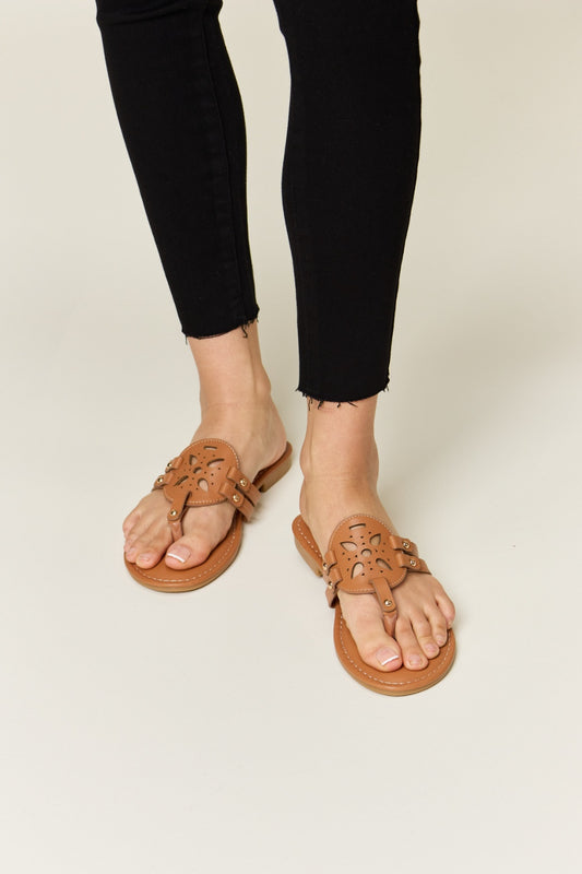 Forever Link Cutout PU Leather Open Toe Sandals - RebelReine Apparel & Co.