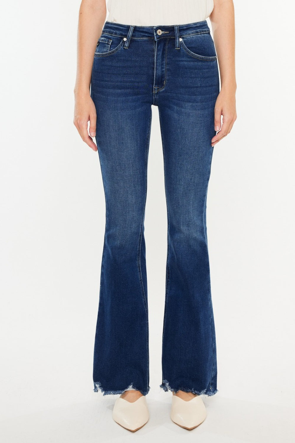 Kancan Cat's Whiskers Raw Hem Flare Jeans - RebelReine Apparel & Co.