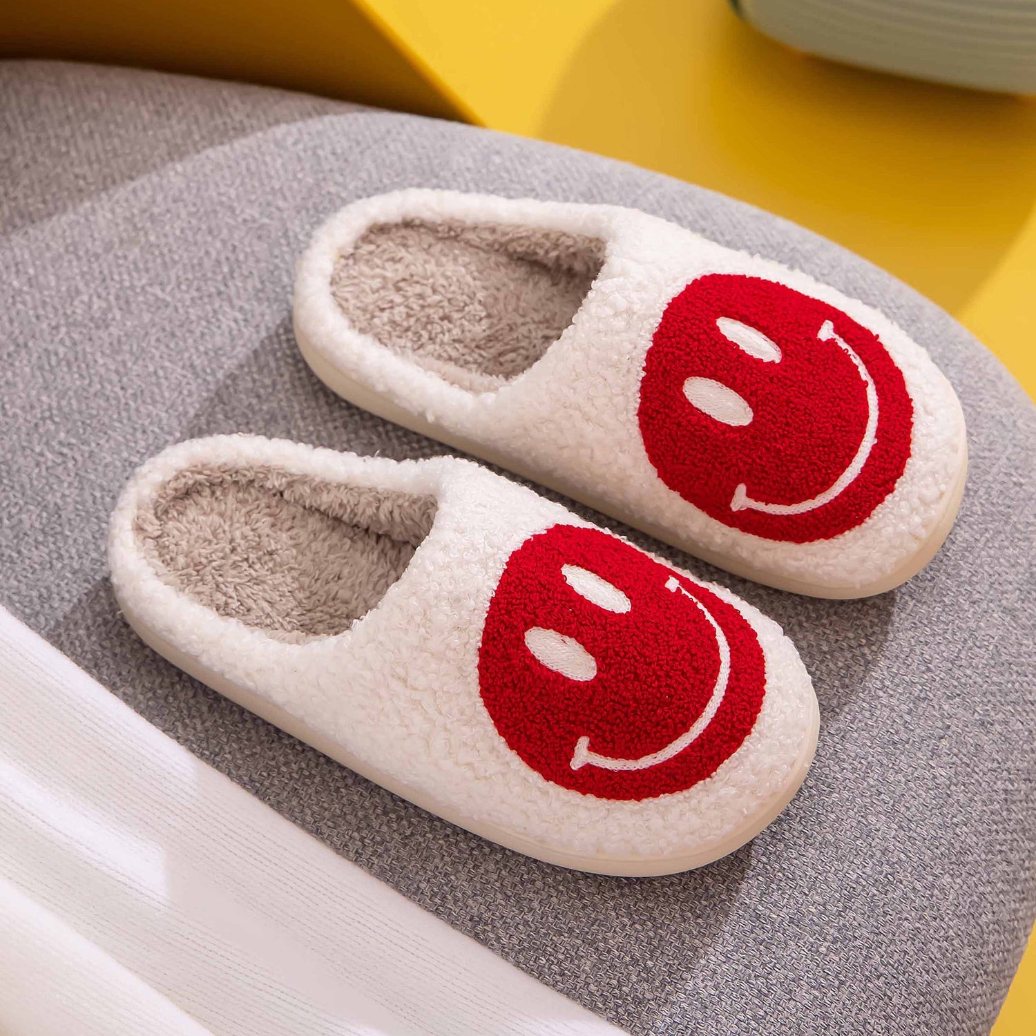 Melody Smiley Face Cozy Slippers - RebelReine Apparel & Co.