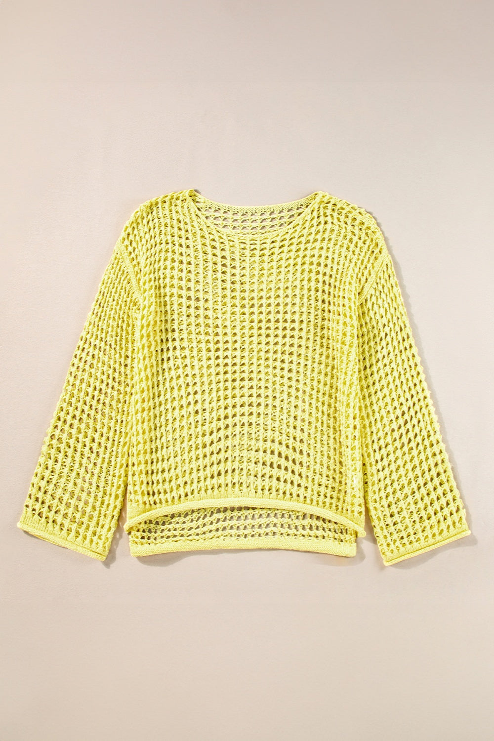 Openwork Round Neck Dropped Shoulder Knit Top - RebelReine Apparel & Co.