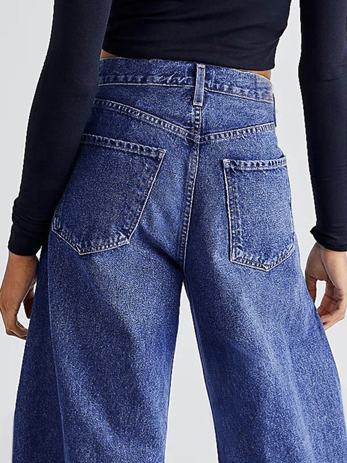 Raw Hem Wide Leg Jeans with Pockets - RebelReine Apparel & Co.