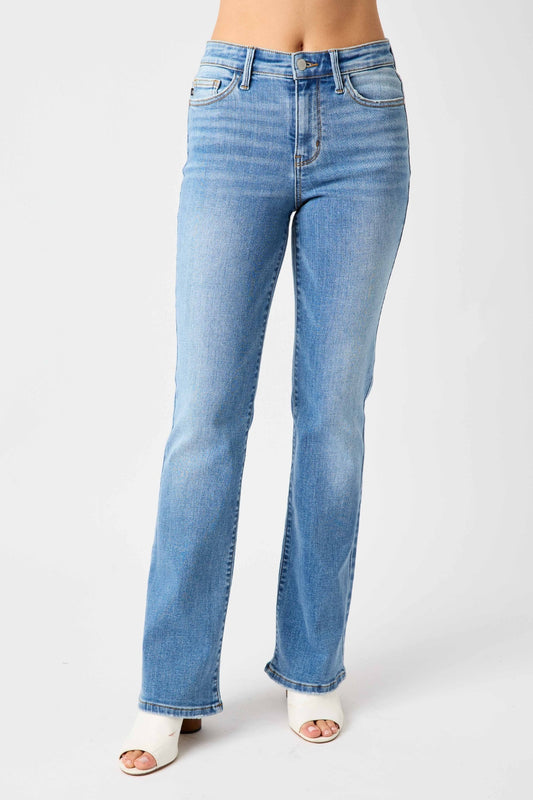 Judy Blue Full Size Mid-Rise Waist Straight Jeans - RebelReine Apparel & Co.