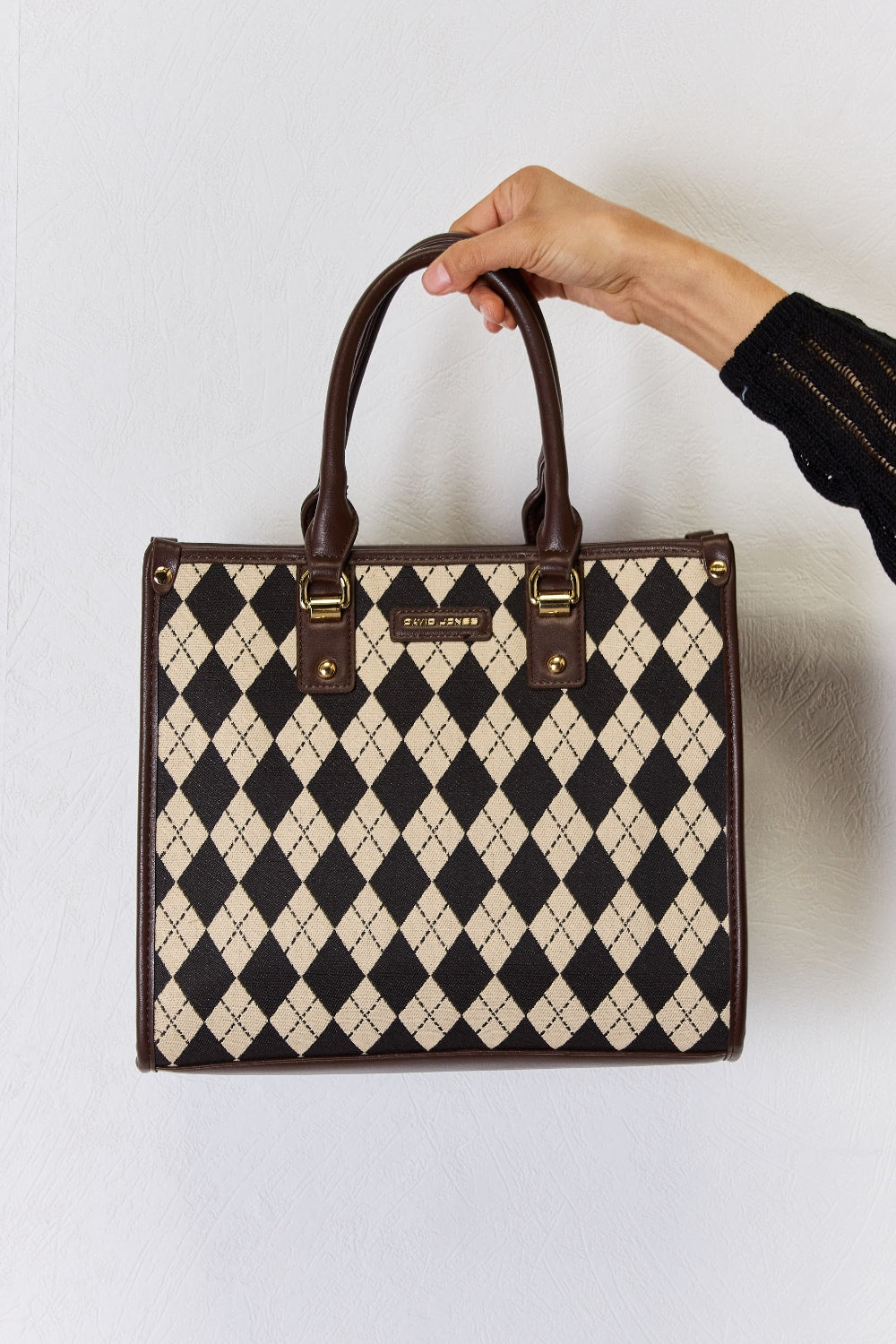 David Jones Argyle Pattern PU Leather Handbag - RebelReine Apparel & Co.