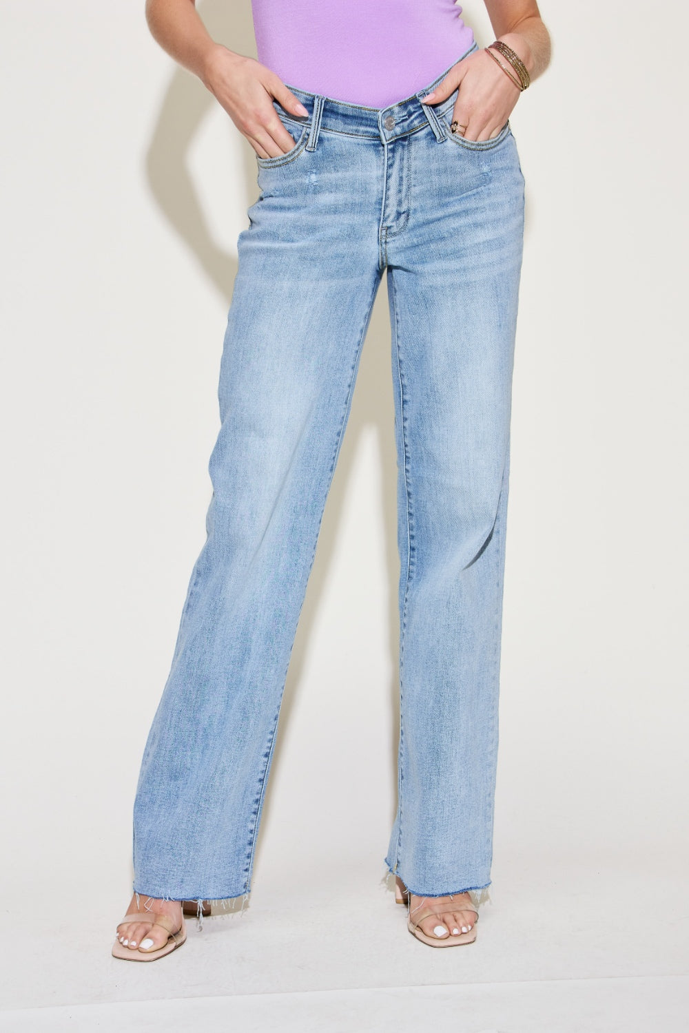 Judy Blue Full Size V Front Waistband Straight Jeans - RebelReine Apparel & Co.